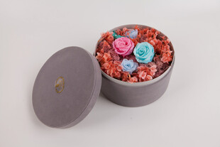 工艺品圆形礼盒装多彩香皂花