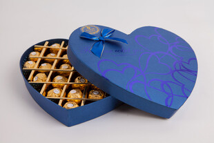 工艺品心形蓝盒巧克力礼盒
