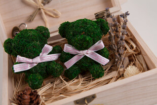 工艺品绿毛小熊摆件 精致可爱