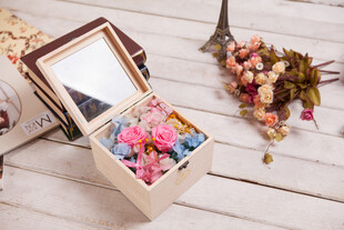 工艺品木质花盒 盛放多彩干花