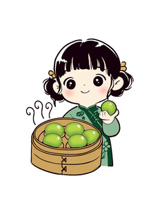 可爱女孩与美味青团