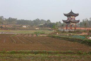 田野中的中式古亭