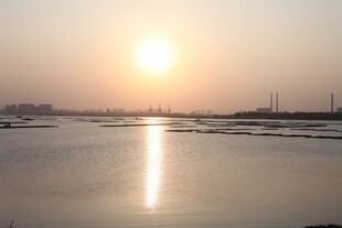 夕阳下的宁静水面美景
