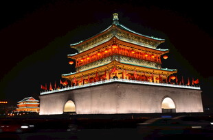 西安钟楼夜景璀璨