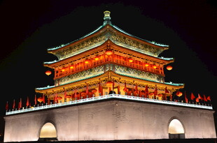 西安钟楼夜景璀璨