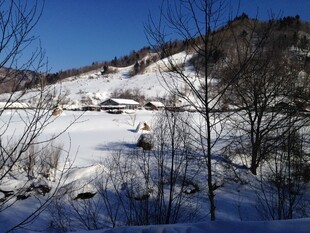冬日雪景中的宁静山村