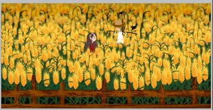 金色麦田中的温馨场景