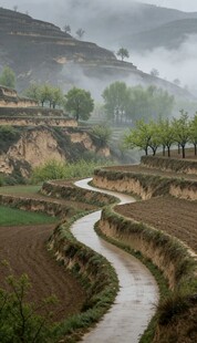 山间蜿蜒小路 田园风光