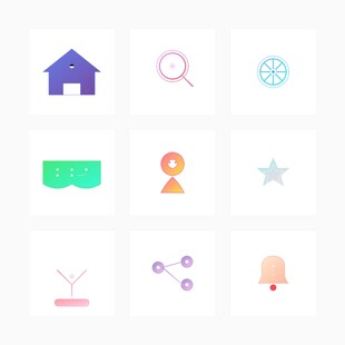 多彩扁平化简约图标集合