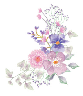 手绘多彩花卉组合