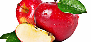 新鲜红苹果与切片特写