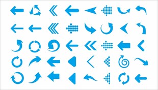 多样蓝色箭头图标集合