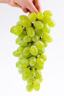 手捧鲜绿葡萄串