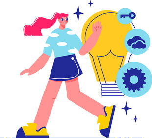 女孩迈向灵感与创意世界