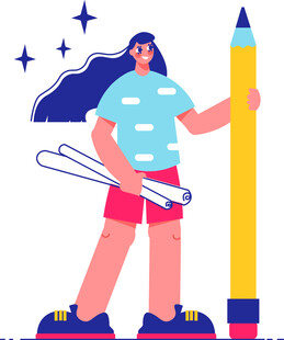 女孩持巨笔开启创意之旅