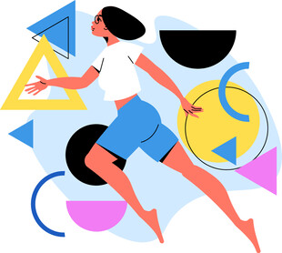 活力女性动感奔跑插画