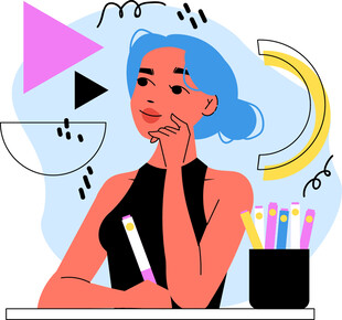 创意女性专注于艺术创作