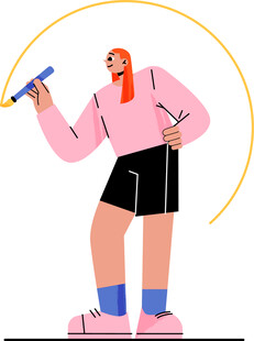 手持画笔的创意时尚人物