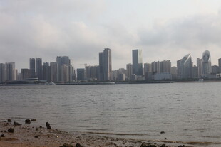 湛江江边城市天际线景观