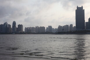 湛江江边城市天际线景观