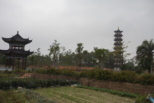 湛江中式园林古塔景观