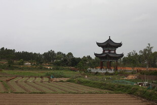 湛江田园中的古朴中式亭阁