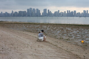 湛江海边独坐的人