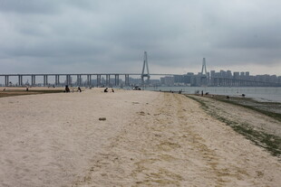 湛江海滨大桥景色 沙滩延绵