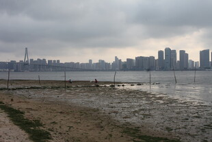 湛江城市滨水景观 阴天景象