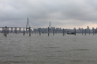 湛江海上桥梁与城市天际线