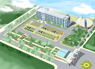 学校建筑鸟瞰效果图