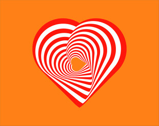 心形红白条纹独特图案