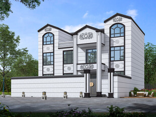 中式风格双层精致别墅外观设计图