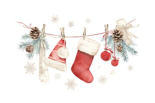 圣诞装饰袜子挂绳小景