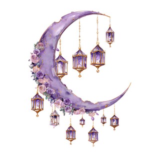 梦幻紫色月亮挂饰灯笼