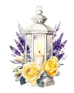 薰衣草黄玫瑰装饰的灯笼