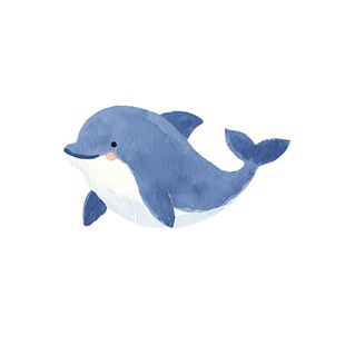 可爱蓝色海豚插画