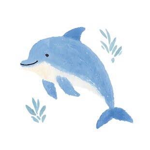 可爱蓝色海豚插画