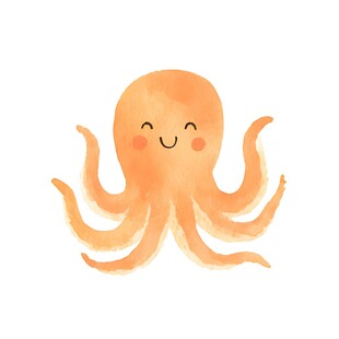 可爱橙色章鱼插画