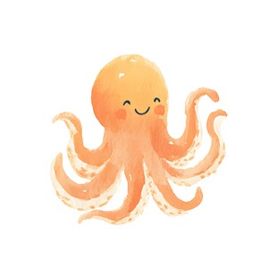 可爱橙色章鱼插画