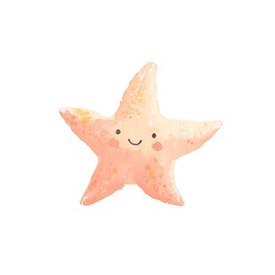 可爱微笑海星水彩插画