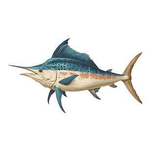 蓝色条纹马林鱼插画