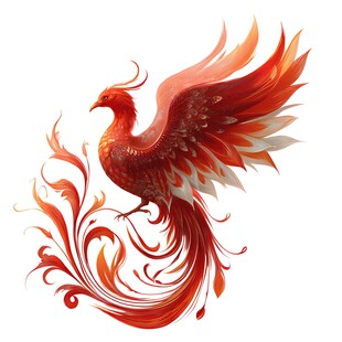 华丽红凤凰插画