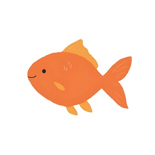 可爱橙色金鱼插画