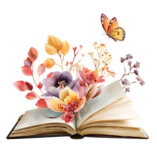 翻开的书本绽放绚丽花朵