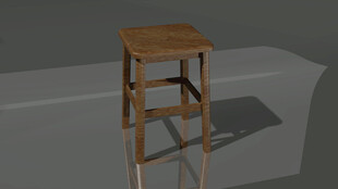 木质高脚凳模型