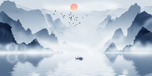 中式山水背景