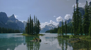 宁静湖畔山林美景