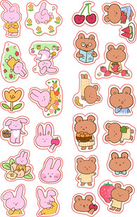 可爱卡通兔子贴纸集合