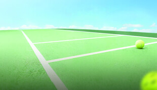 绿色网球场景俯瞰图